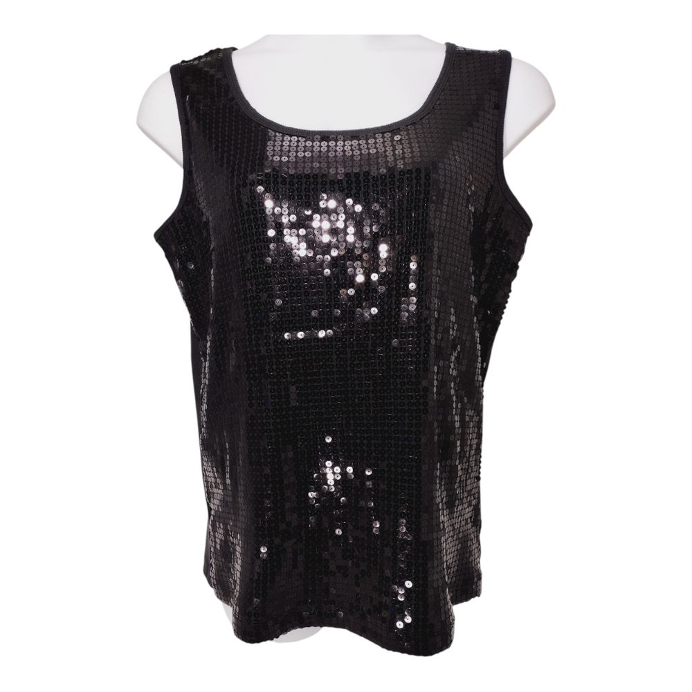 Denim 24/7 Tank Top Black Sequin Size L